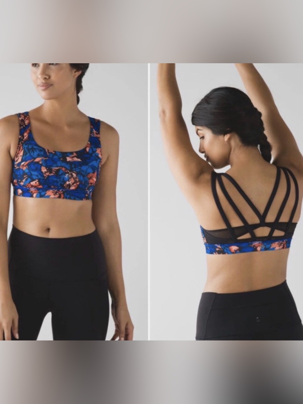 Lululemon Energy Bra Size 10 Mini Paint Storm Harbor Blue Multi Floral Print